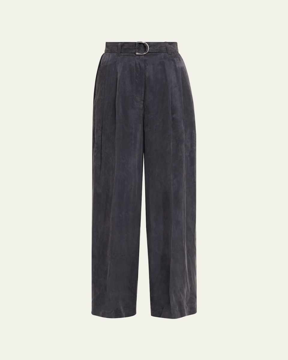 Fluid Wide-Leg Trousers with Belt